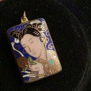 Pretty cloisonné locket for chain